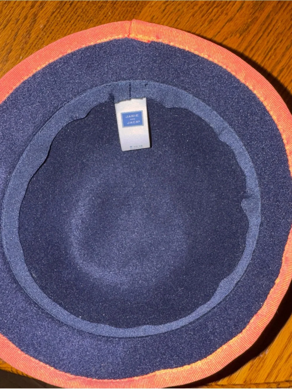 Janie and Jack Navy Blue Wool Cloche Hat with Red Trim
